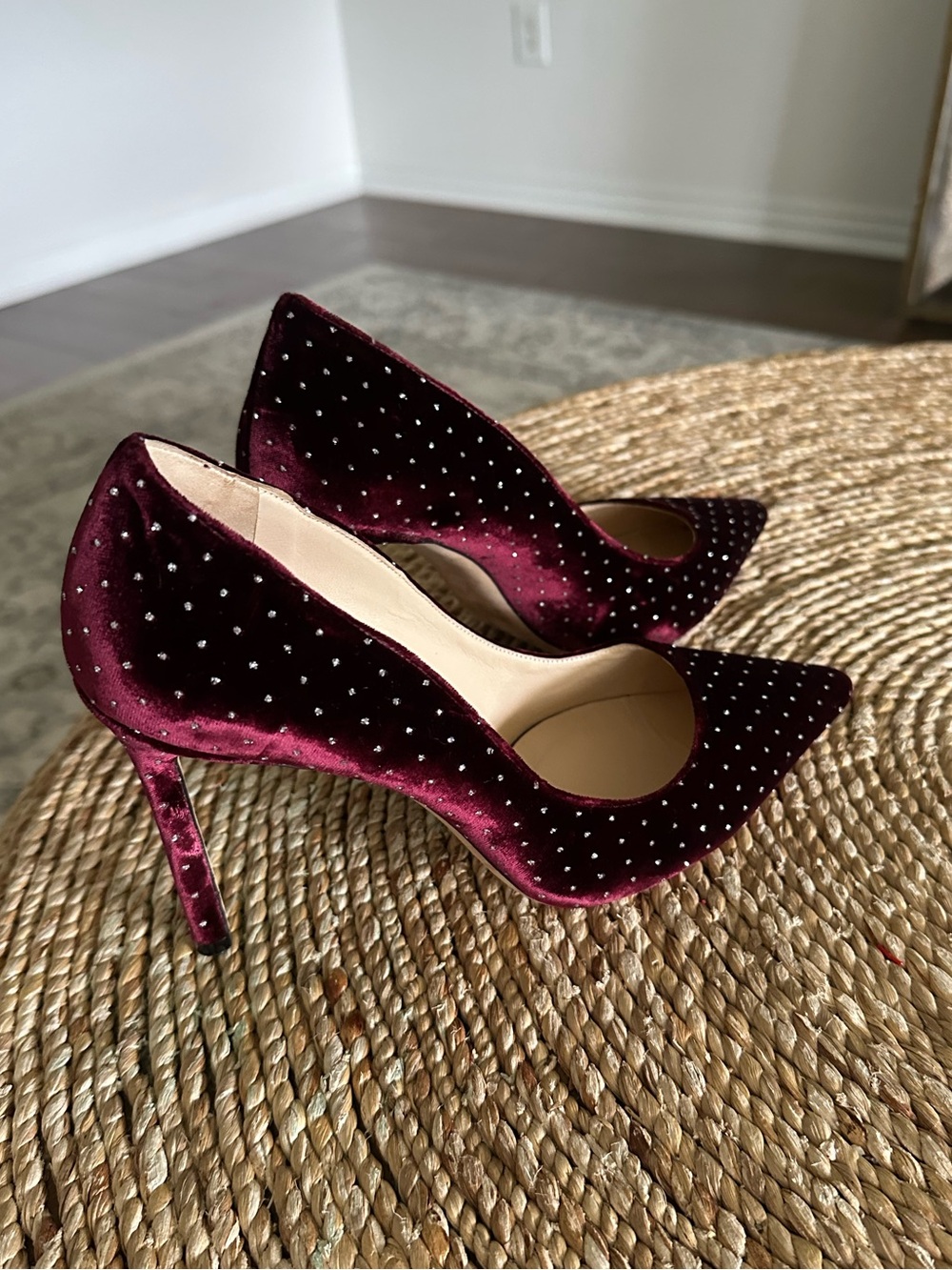 Jimmy Choo Romy 100 in Grape/ Silver Glitter spotted velvet size 40 - Picture 2 of 7